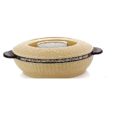 Image of Insulated Hot Pot Casserole Food Serving Dish with Lid, Double Wall. Stainless Steel 17 cm Diameter (Cream 4 Deep 1500ml)