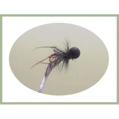 Image of 12 Pack of Black Booby Hopper trout flies Fishing Flies, Size 10/12