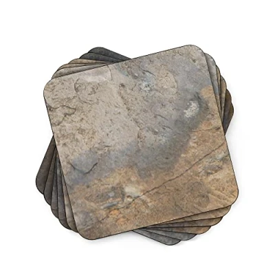 Image of Portmeirion Home &amp; Gifts Pimpernel Earth Slate Coasters, Set of 6,10.5 x 10.5