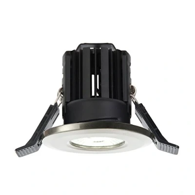 Image of Saxby 11W shieldLED 800 Warm White IP65 Satin Nickel Fixed Fire Rated Downlight