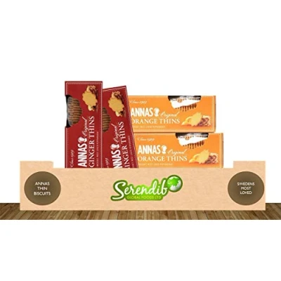 Image of Annas Swedish Original Ginger &amp; Orange Thins Pack of 4 150g Each Sweden&#039;s Most Loved Pepperakka Traditional Cookies Since 1929