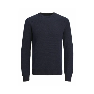 Image of JACK &amp; JONES Men&#039;s Jjeglobe Knit Crew Neck Noos Jumper, Indigo (Mood Indigo), XXL