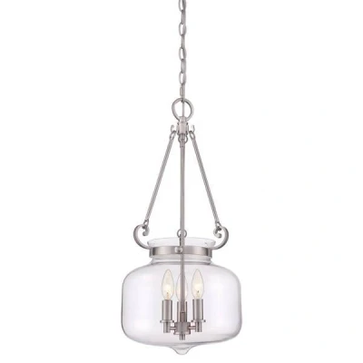 Image of Stewart 3 Light Ceiling Pendant Brushed Nickel, E14