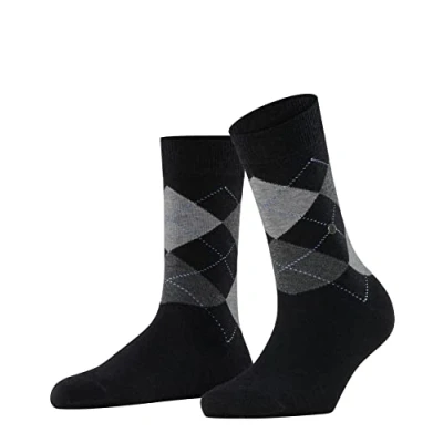 Image of Burlington Queen Rautenmuster Logoemblem Socks, Women&#039;s, Size: 3,5 7,5, Schwarz/grau/hellblau