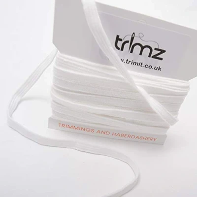 Image of Trimz Braided Flat Elastic, White, 6mm x 5m