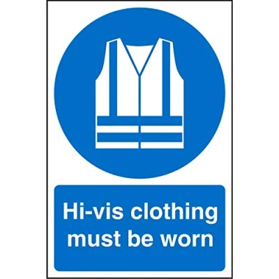 Image of Seco Hi Vis Clothing Must Be Worn Sign, 400mm x 600mm 1mm Semi Rigid Plastic