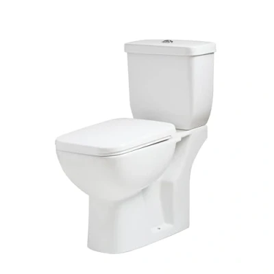 Image of Milano Hatton Modern White Ceramic Close Coupled Toilet WC Soft Seat Chrome Dual Flush Button
