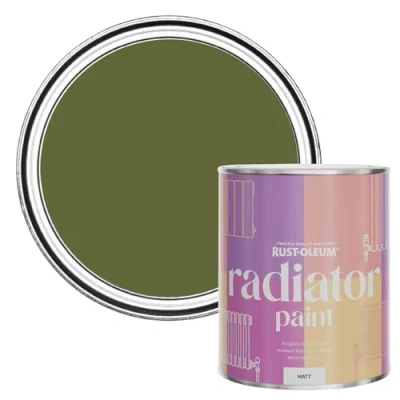 Image of Rust Oleum Green Heat Resistant Radiator Paint in Matt Finish Jasper 750ml