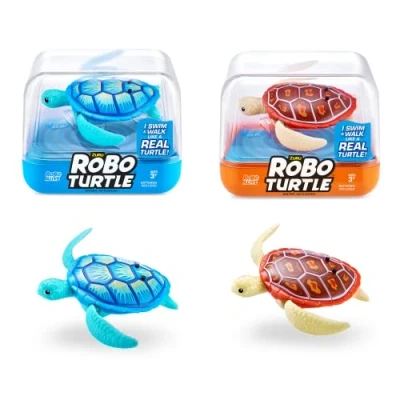 Image of Robo Turtle Robotic Swimming 2 Pack, Orange and Blue, Swims, Battery Powered, Toy Turtle, Pool (2 &amp; Blue)
