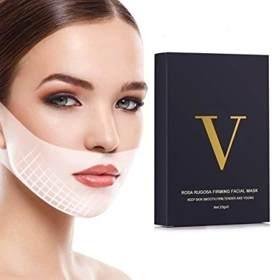 Image of TEEROVA Double Chin Reducer V Line Mask, 5 Pcs Face Slimmer Lift Tape Lifting Mask Up Tightening Patches Slimming Strap Firming Moisturizing Neck Shaped