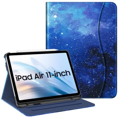 Image of FINTIE Case for iPad Air 11 inch (2024) M2, 6th / 5th 4th Generation (2024/2022/2022) [Multi Angle Viewing] Folio Stand Protective Cover with Pencil Holder &amp; Pocket, Starry Sky