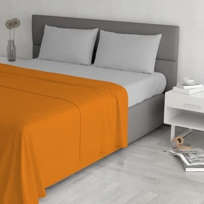 Image of Trend Chic Bedding Set, 100% Cotton, Made in Italy, Double, Pumpkin