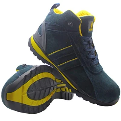 Image of Mens Leather Ultra Lightweight Steel Toe Cap Safety Work Boots Trainers Shoes (6 UK) Navy