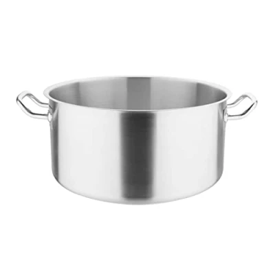 Image of Vogue T088 Large Stainless Steel Stew Pot Pan 18.5 Litre / 360mm Saucepan All Hob Compatible Fits Lid T147, Silver