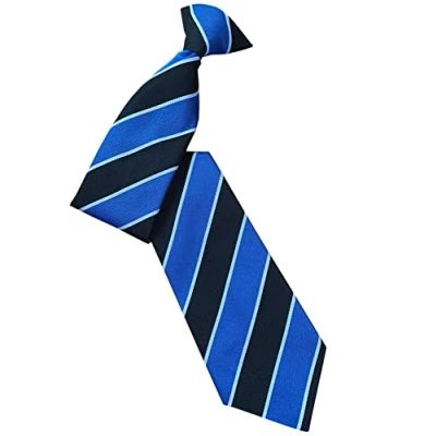 Image of Men&#039;s Royal Blue, Black &amp; White Striped Clip On Tie