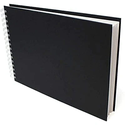 Image of Artway Studio Spiral Bound A4 Sketchbook Landscape 96 Sides/48 Pages of 170gsm Cartridge Paper Black Hardback