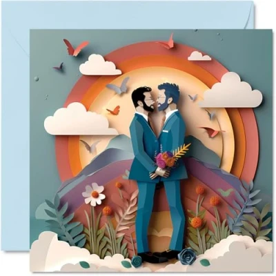 Image of LGBTQ Wedding Cards for Couples Have and Hold Congratulations Happy Engagement Gifts, Congrats Well Done Card, 145mm Marriage Greeting Fiance (NOT 3D or Pop Up)