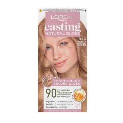 Image of L’Oréal Paris Ammonia Free Semi Permanent Hair Dye, 923 Light Blonde Sucre, Glossy Colour, Natural Looking Finish, For up to 28 Shampoos, Casting Gloss, 1 Application