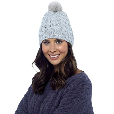 Image of Ladies Foxbury Chunky Cable Knit Beanie Hat GL554 Grey