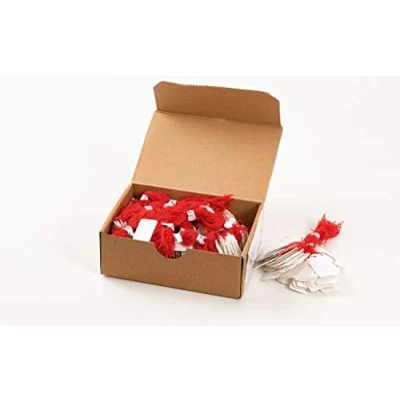Image of HERMA Hanging Tags with Red Thread, 1000 Pieces, 25 x 38 mm, Thread Length approx. 8 cm, Large Cardboard Price Tags, Marking Labels, Writable White