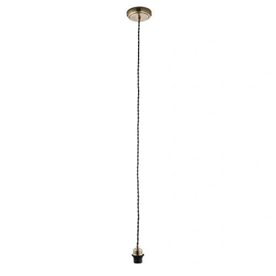 Image of BRIA Twisted Black Pendant Cord Ceiling Light with Antique Brass E27 Edison Fitting