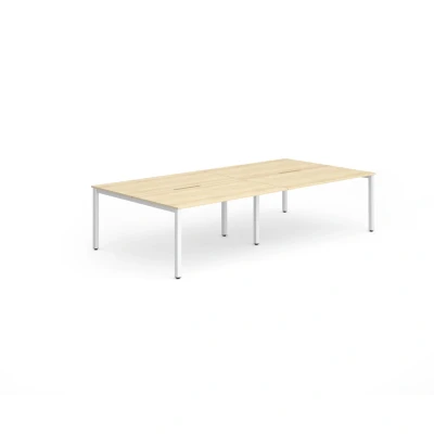 Image of Evolve B2B White Frame Bench Desk 1200 Maple (4 Pod) BE239