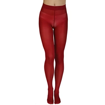 Image of Annes styling Plain Womens Tights 40 Denier Matt Semi opaque Microfiber Classic Pantyhose Zarra, Rosso M