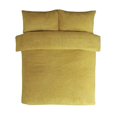 Image of Sleepdown Teddy Fleece Bedding Set Double Ochre, Velvet