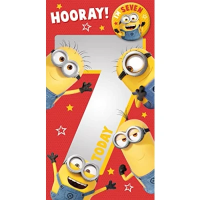 Image of Danilo Cards Happy 7th Birthday Card Minions, Despicable Me, 9 x 5