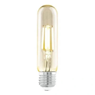 Image of EGLO E27 LED tube, amber vintage filament light bulb, tubular Edison lamp for retro lighting, 4 watt (equivalent to 26 watt), 270 lumen, warm white glow, 2200 Kelvin, T32, Ø 1.26&quot;