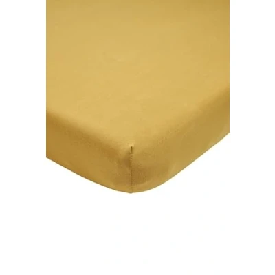 Image of Meyco Home Basic Jersey Plain Fitted Sheet for Double Bed (Flat with Soft Quality, 100% Cotton, thanks to All Round Elastic, Dimensions: 180 x 210/220 cm), Honey Gold