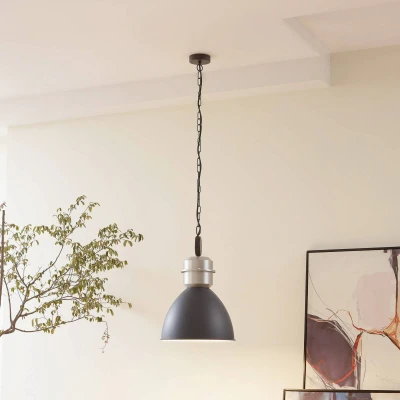 Image of Lucande pendant light Kaeloria, black/silver, aluminium, Ø 35 cm