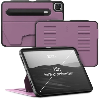 Image of ZUGU iPad Pro 11 Case 2022/2021/2020/2018 4th &amp; 3rd 2nd 1st Generation Slim Protective Cover Wireless Apple Pencil Charging Convenient 8 angle Magnetic Stand Auto Sleep/Wake [Berry Purple]