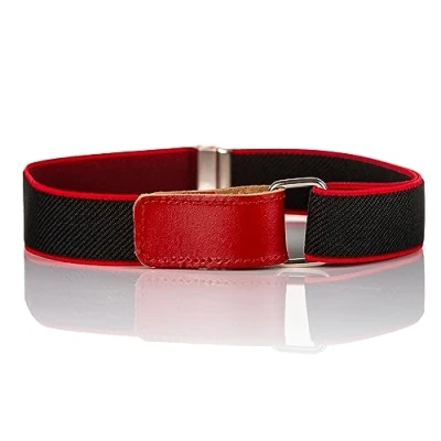 Image of Olata Children’s Stretch Elasticated Belt with Adjustable Hook and Loop Fastening 5 12 years. Black/Red