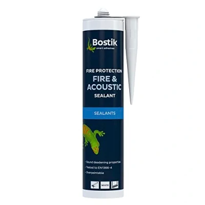 Image of Bostik 30614300 Fire &amp; Acoustic Sealant, Up to 4 Hours of Resistance, Sound Deadening Properties, Colour: White, Size: 300 ml