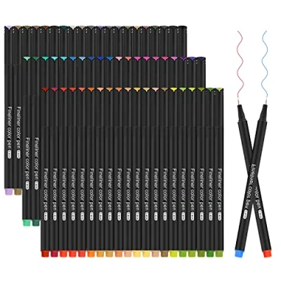 Image of Fineliner Pens, 60 Colors Fine Liner Colourful Pens Set 0.4mm Tip Colored Drawing Pen for Journaling, Writing Note, Comics, Coloring Books