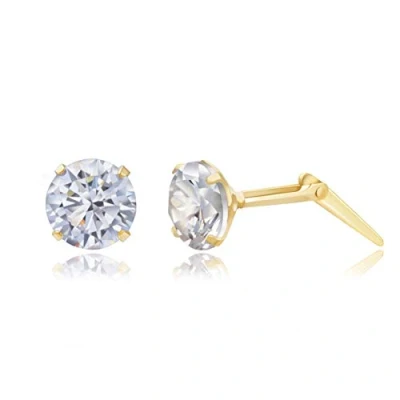 Image of 9ct yellow gold 5mm round white crystal Andralok stud earrings/Gift box