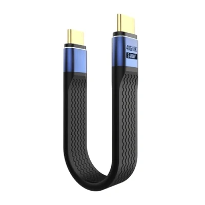 Image of TiMOVO Short USB C to Cable, 240W Type Charger Data Cable with 8K Display, 40Gbps 4.0 OTG Adapter for Thunderbolt 4/3, iPad, MacBook, iPhone 15/16 Plus Pro Max, Samsung, Blue + Black