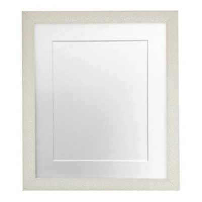 Image of FRAMES BY POST Glitz Cream Picture Photo Frame with White Mount 20 x 16 Image Size 12 Inch Plastic Glass