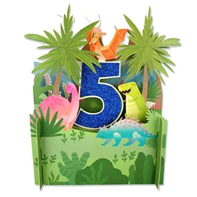 Image of Alljoy Design Boys 5th Birthday Dinosaurs 3D Pop Up Greeting Card by Cards APOP008