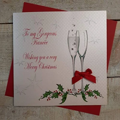 Image of White cotton cards X86 To My Gorgeous Fiancee Handmade Christmas Card,