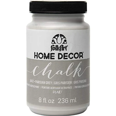 Image of Plaid:Craft Folkart Home Decor Chalk Paint 8 Oz Parisian Gray, Synthetic Material, Grey, 236 ml (Pack of 1)