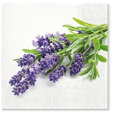 Image of Tete a 3Ply Flowery Tissue Paper Napkins Serviettes 33cm x Pack of 20 (LAVENDER BUNCH)