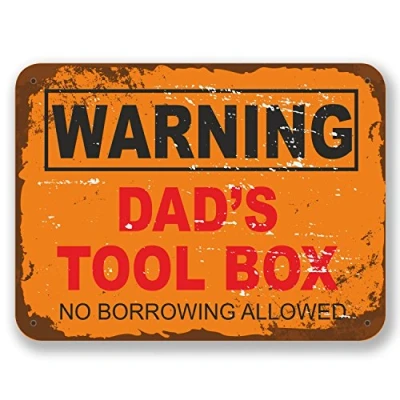 Image of 2 x 10cm Dad&#039;s Tool Box Warning Vinyl Sticker Funny Joke Dad Kids Fun #6563 (10cm Wide 7.5cm Tall)