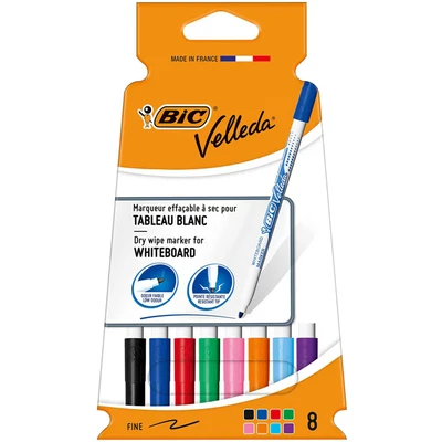 Image of BIC Velleda 1721 Ecolutions, Dry Erase Whiteboard Pens ideal for School &#039;Velleda Ecolutions&#039; Assorted Colours, 8 count (pack of 1)