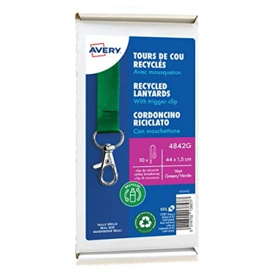 Image of Avery Box of 10 Neck Towels with Carabiner 44 cm Long x 1.5 Wide Green