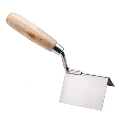 Image of HARDY Angle Trowel Set for Outdoor * 28 Stainless Steel Mortar Coating Masonry Plastering Solid Wood Handle Comfortable Light 8x6x6cm