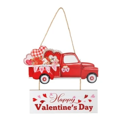 Image of Happy Valentine&#039;s Day Sign, Valentines Decoration, Hanging Sign Love Truck Decor for Engagement, Indoor, Outdoor