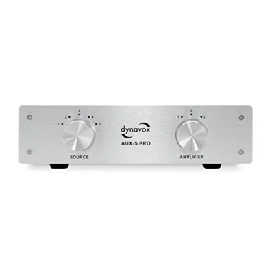 Image of Dynavox AUX S PRO 5 RCA Input Extension Switch with Two Stereo and Surround Amplifier Connectors Silver