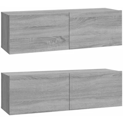 Image of vidaXL Wall TV Cabinets 2 pcs Grey Sonoma 100x30x30 cm Engineered Wood